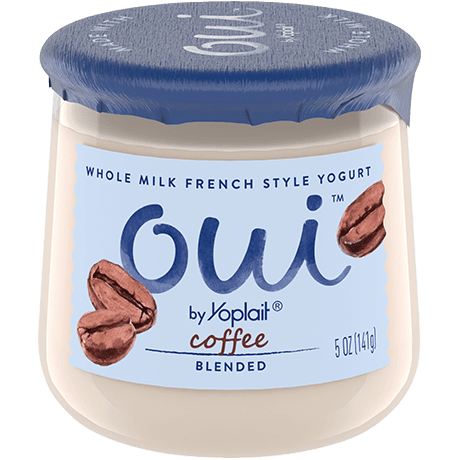 Oui by Yoplait Coffee Blended French Style Yogurt, 5 oz., front of product.