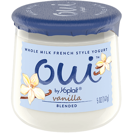 Oui by Yoplait Vanilla Blended French Style Yogurt, 5 oz., front of product.