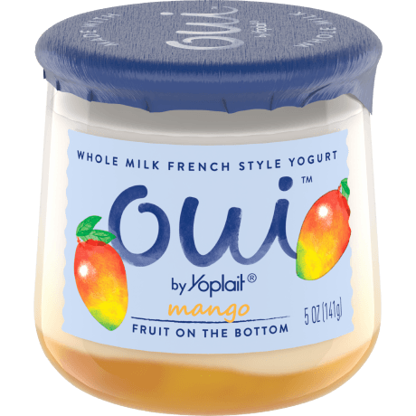 Oui by Yoplait Mango French Style Yogurt, 5 oz., front of product.