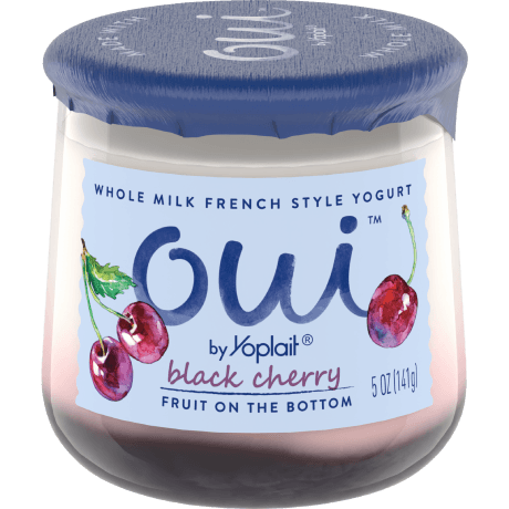 Oui by Yoplait Black Cherry French Style Yogurt, 5 oz., front of product.